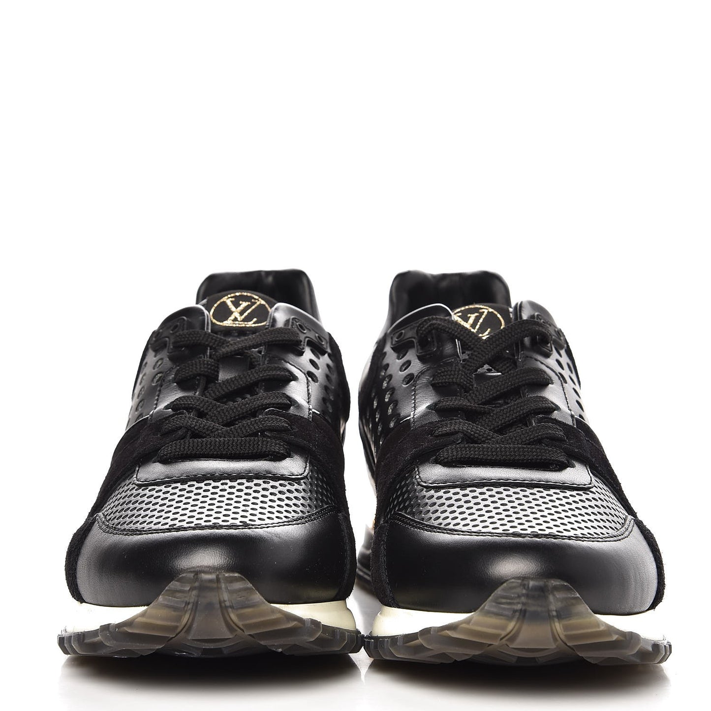 Nubuck Calfskin Perforated Run Away Sneakers 39 Black
