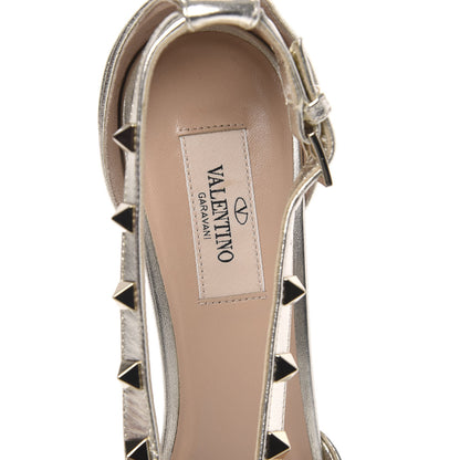 Valentino Garavani Metallic Nappa Rockstud Cross Strap D'Orsay 55mm Pumps 39.5 Platino 7 of 8
