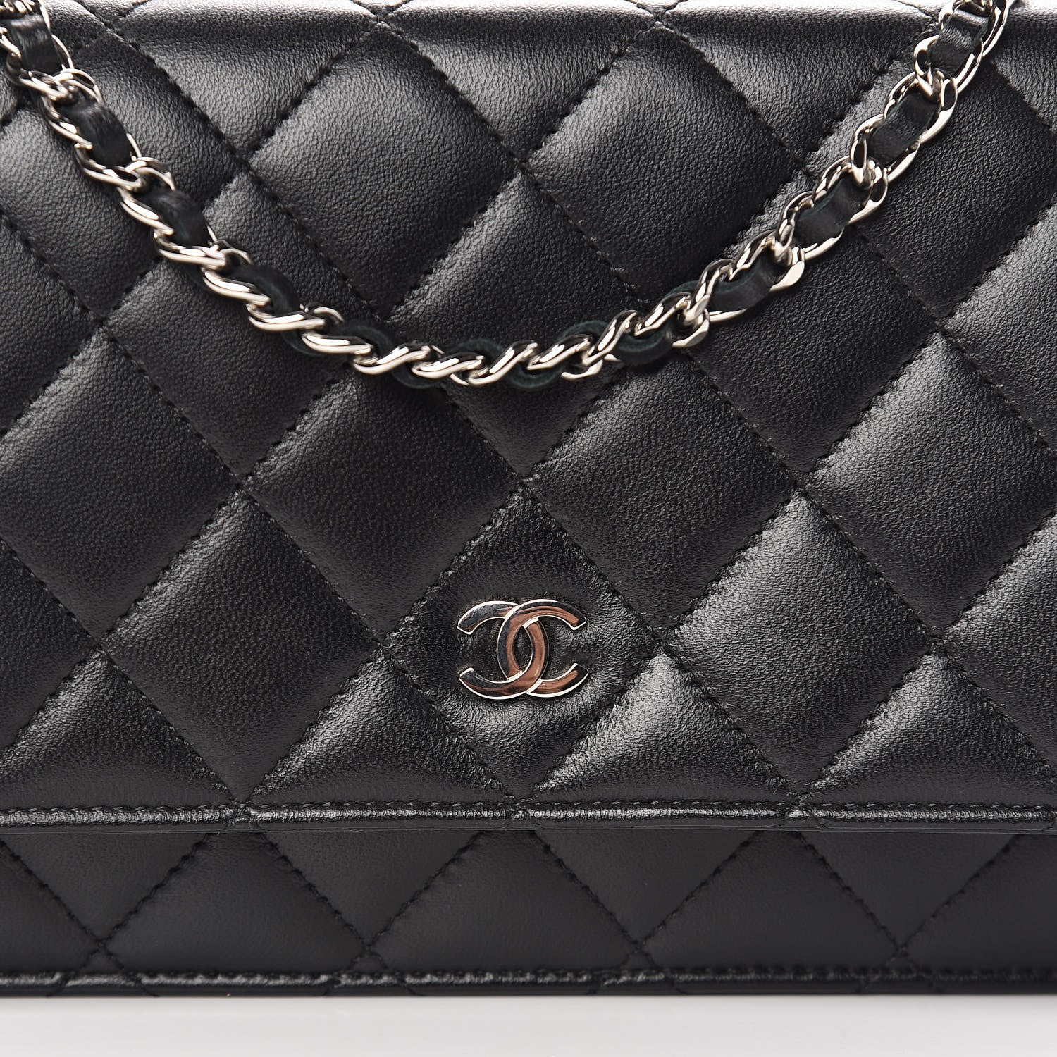 Chanel Lambskin Quilted Wallet On Chain WOC Black 10 of 10