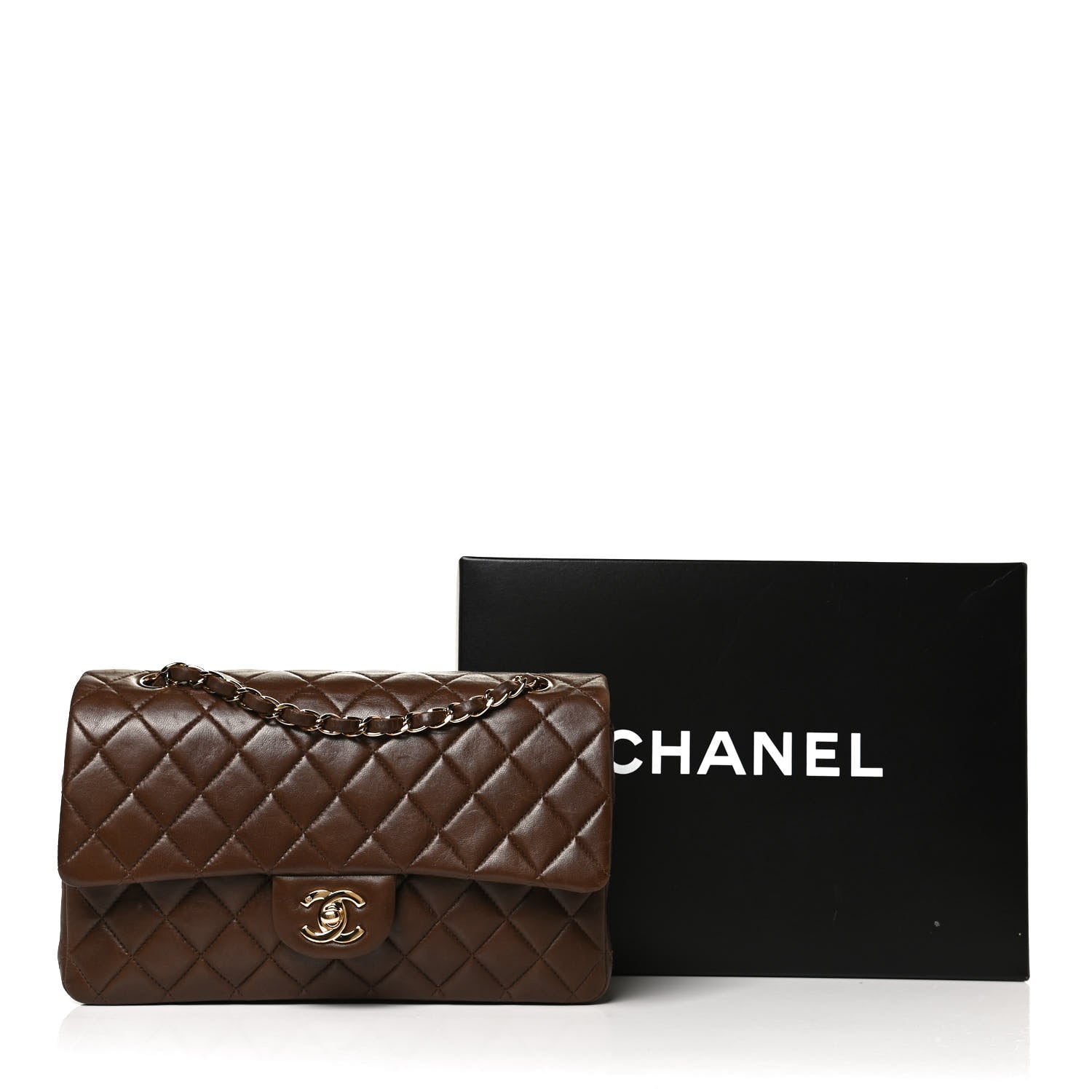 Chanel Lambskin Quilted Medium Double Flap Brown 13 of 13