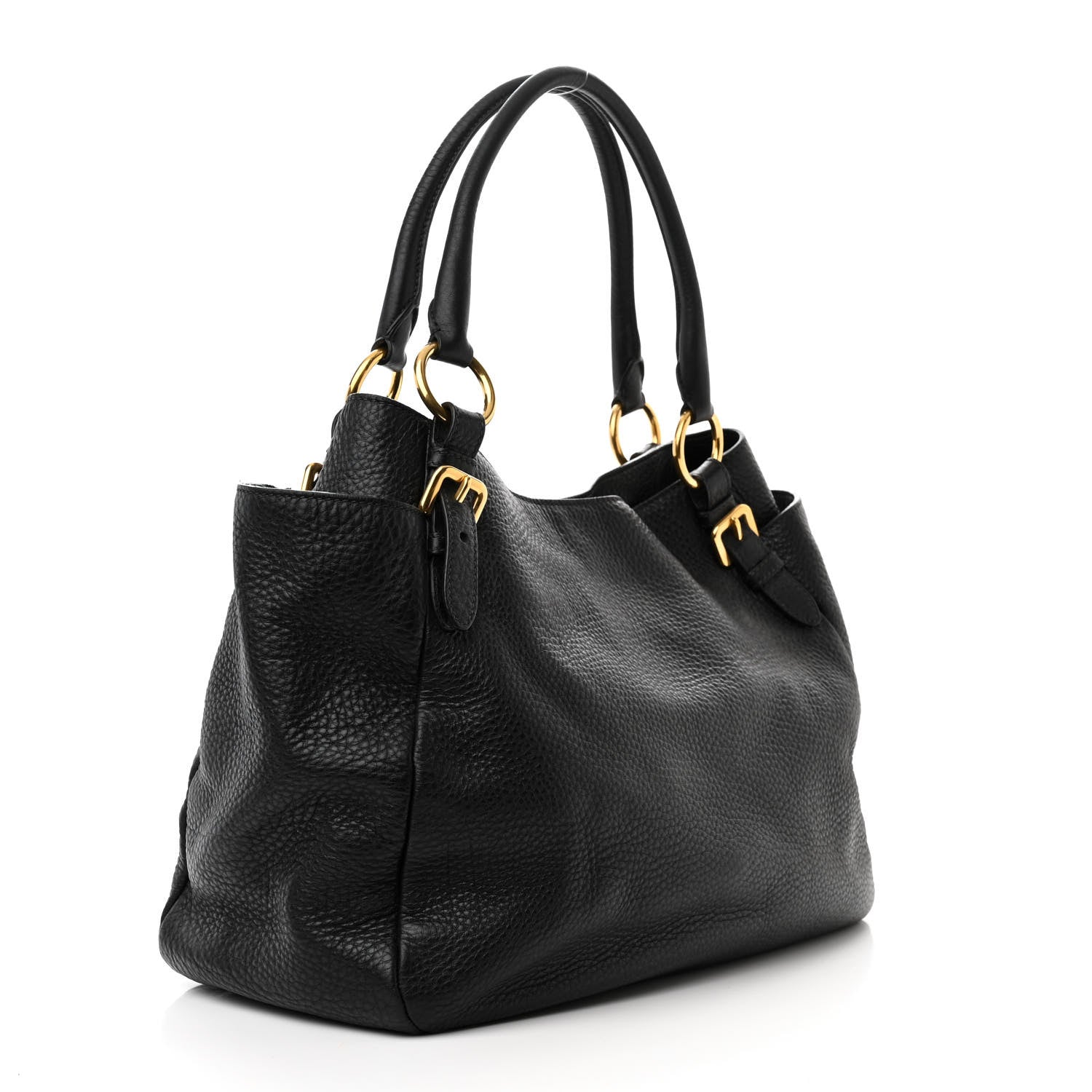 Prada Vitello Daino Tote Black 3 of 9