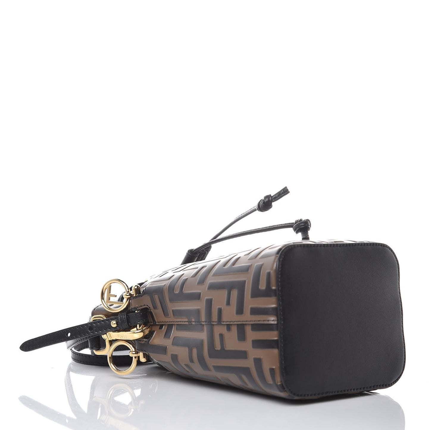 Vitello Liberty F is Fendi Bi-Color FF 1974 Embossed Mini Mon Tresor Bucket Bag Maya Black