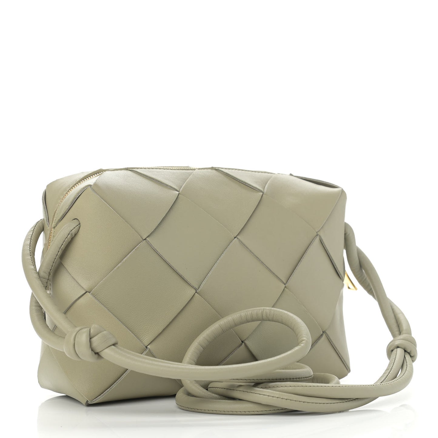 Lambskin Maxi Intreccio Small Cassette Camera Bag Travertine