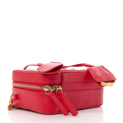 Chanel Caviar Quilted Small CC Filigree Vanity Case Red 4 of 12