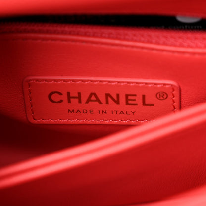 Chanel Caviar Quilted Lizard Embossed Extra Mini Coco Handle Flap Red 6 of 10