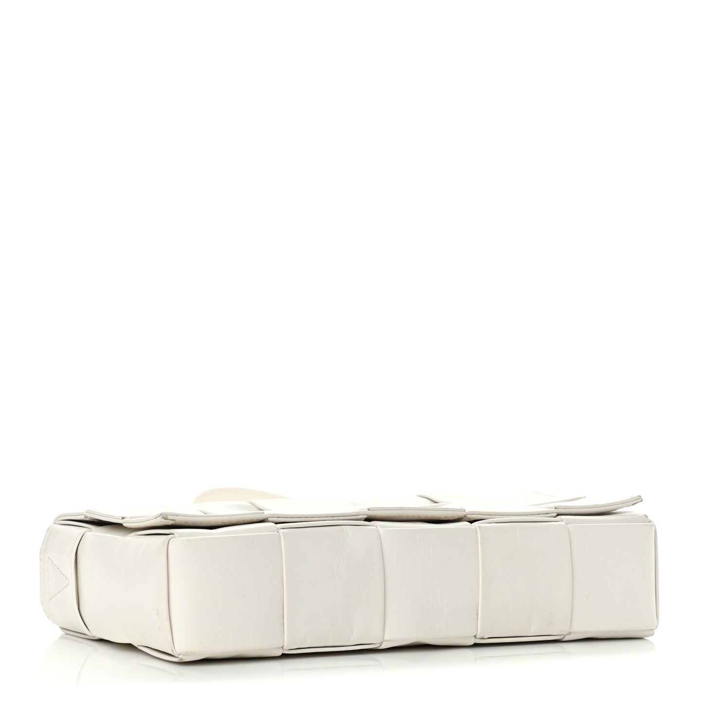 Lambskin Maxi Intrecciato Cassette Crossbody Bag White
