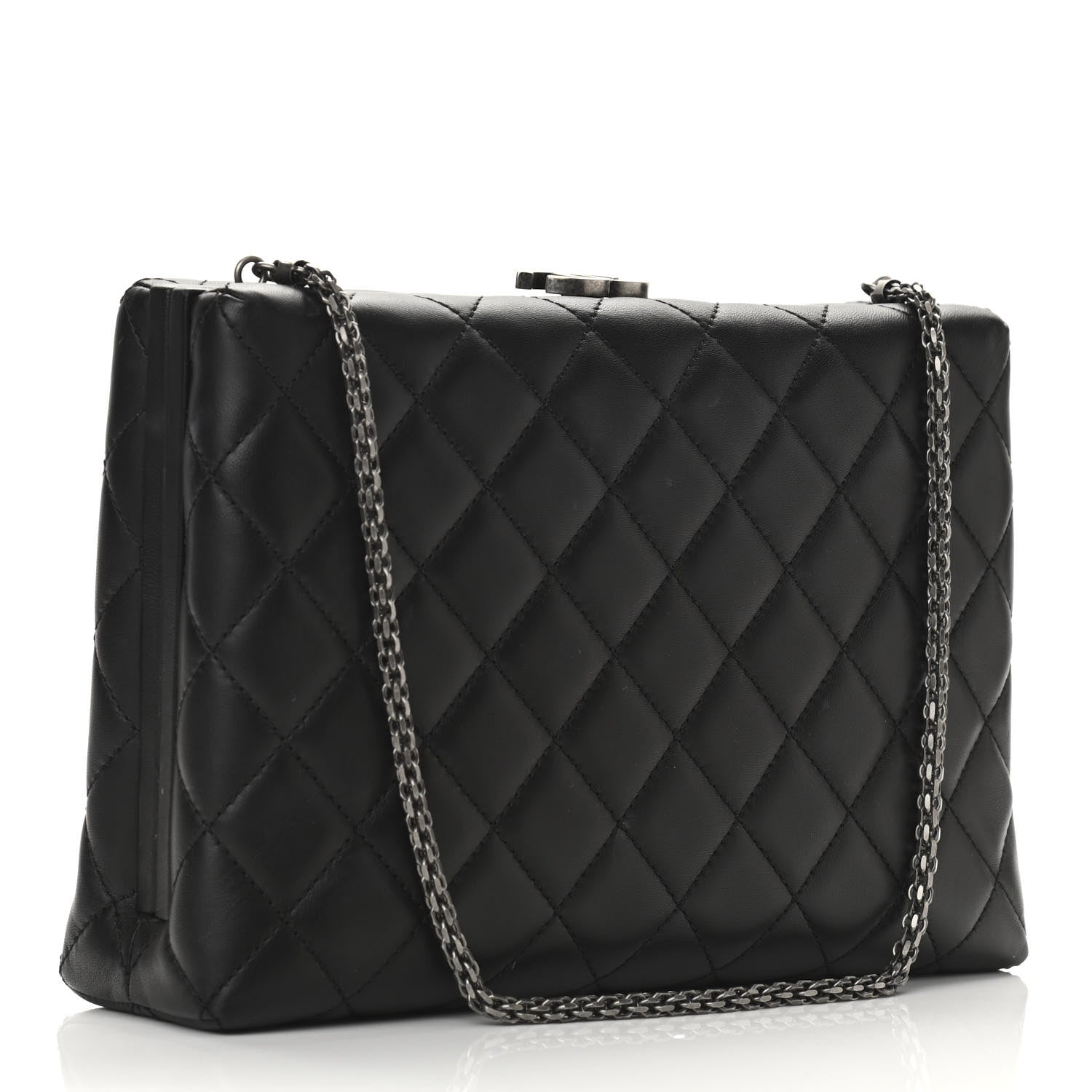 Chanel Lambskin Quilted Kisslock Minaudiere Black 3 of 11