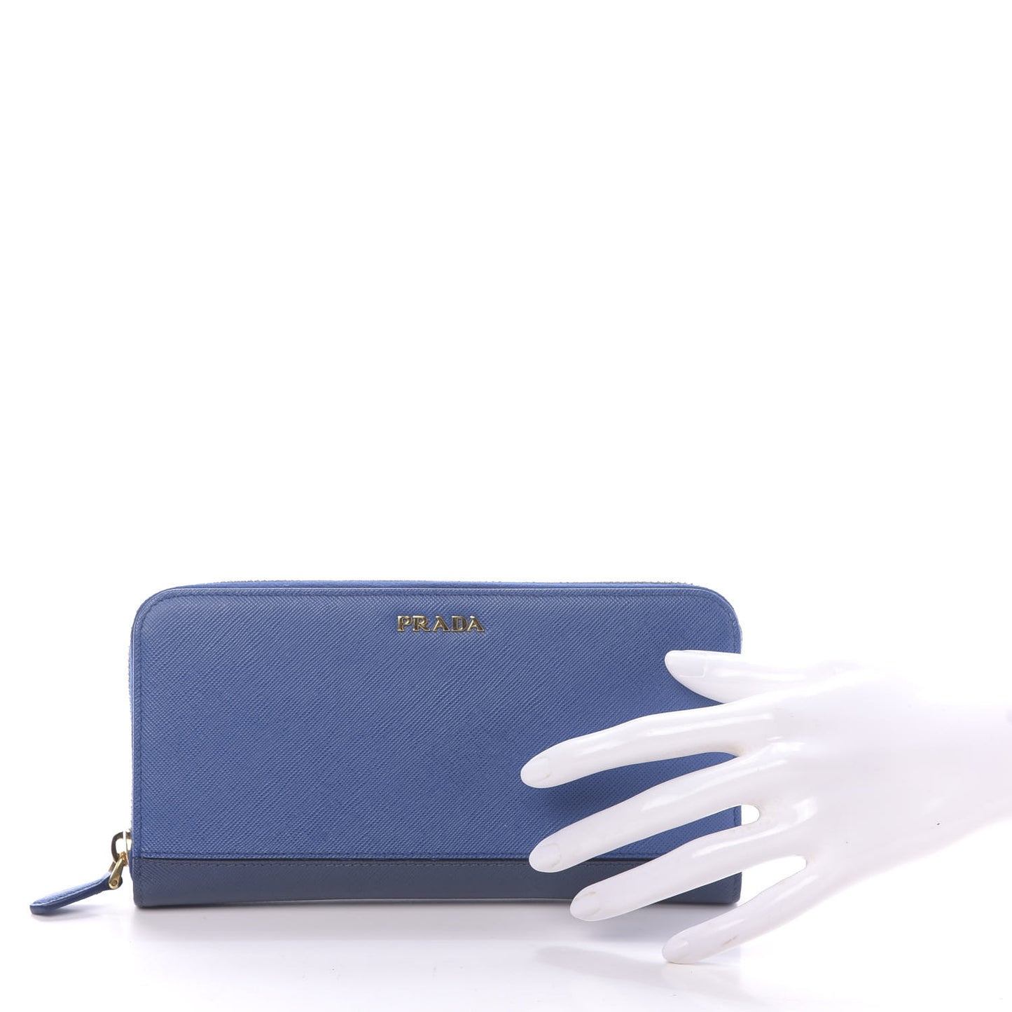 Saffiano Stripe Zip Around Wallet Azzurro Bluette