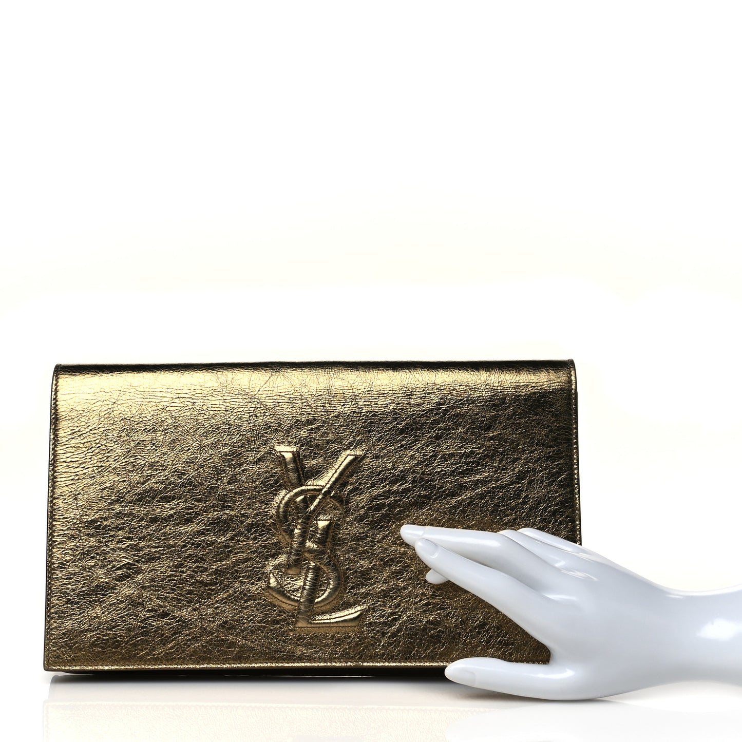 Metallic Textured Calfskin Monogram Large Belle De Jour Clutch Gold