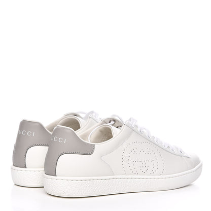 Gucci Calfskin Interlocking G Perforated Womens Ace Sneakers 36.5 White Grey Sky 4 of 9