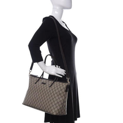 Gucci GG Supreme Monogram Medium Zippered Tote Dark Brown 2 of 11