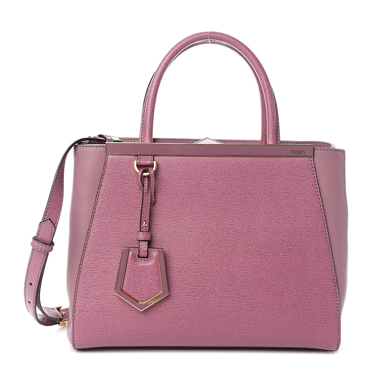 Fendi Vitello Elite Flamingo Petite 2Jours Tote Lilla Glicine 1 of 12