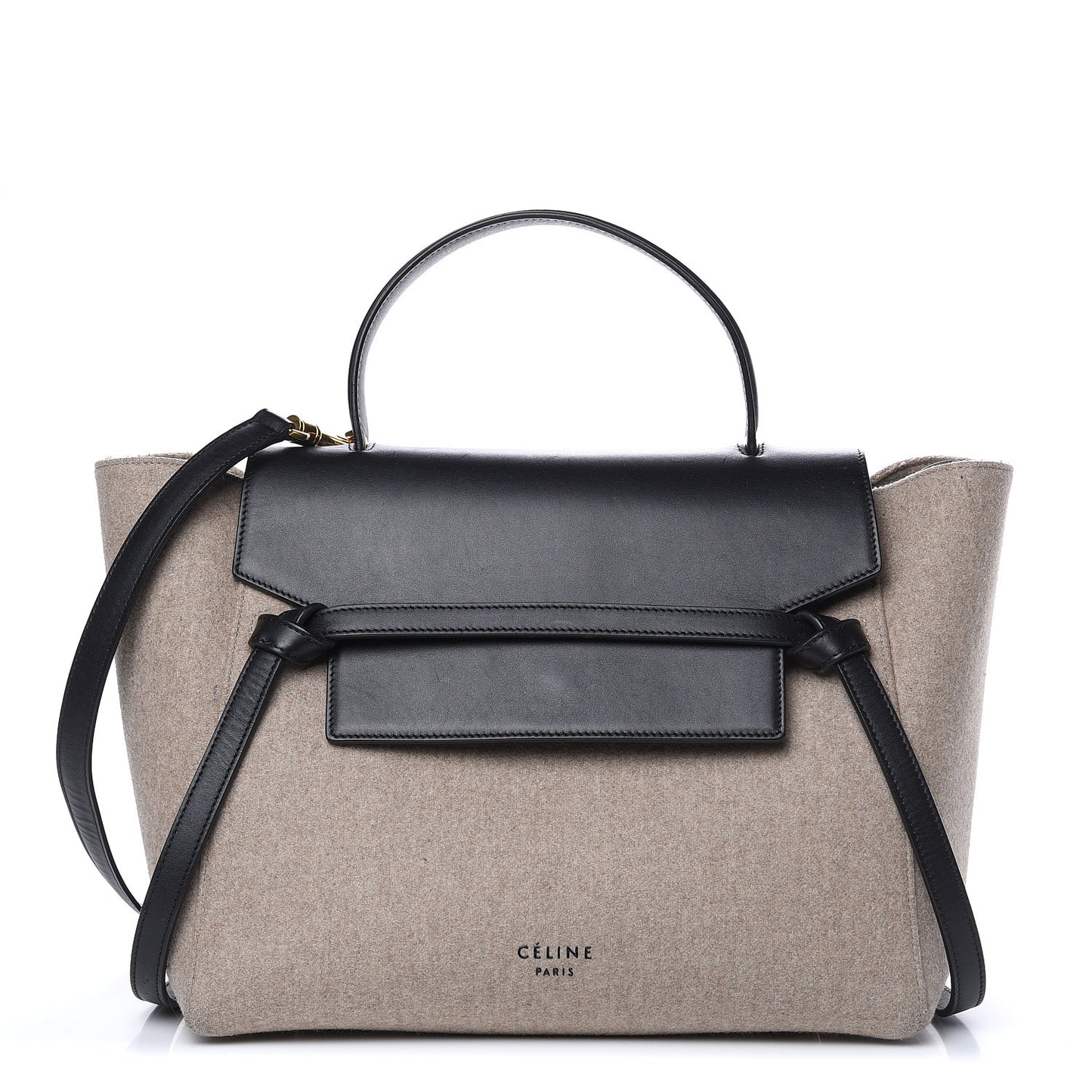 Felt Smooth Calfskin Mini Belt Bag Beige