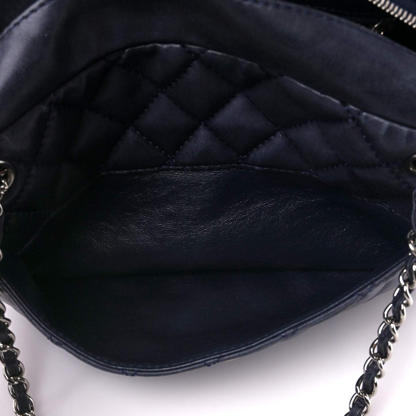 Lambskin Quilted Medium Camera Case Navy Blue
