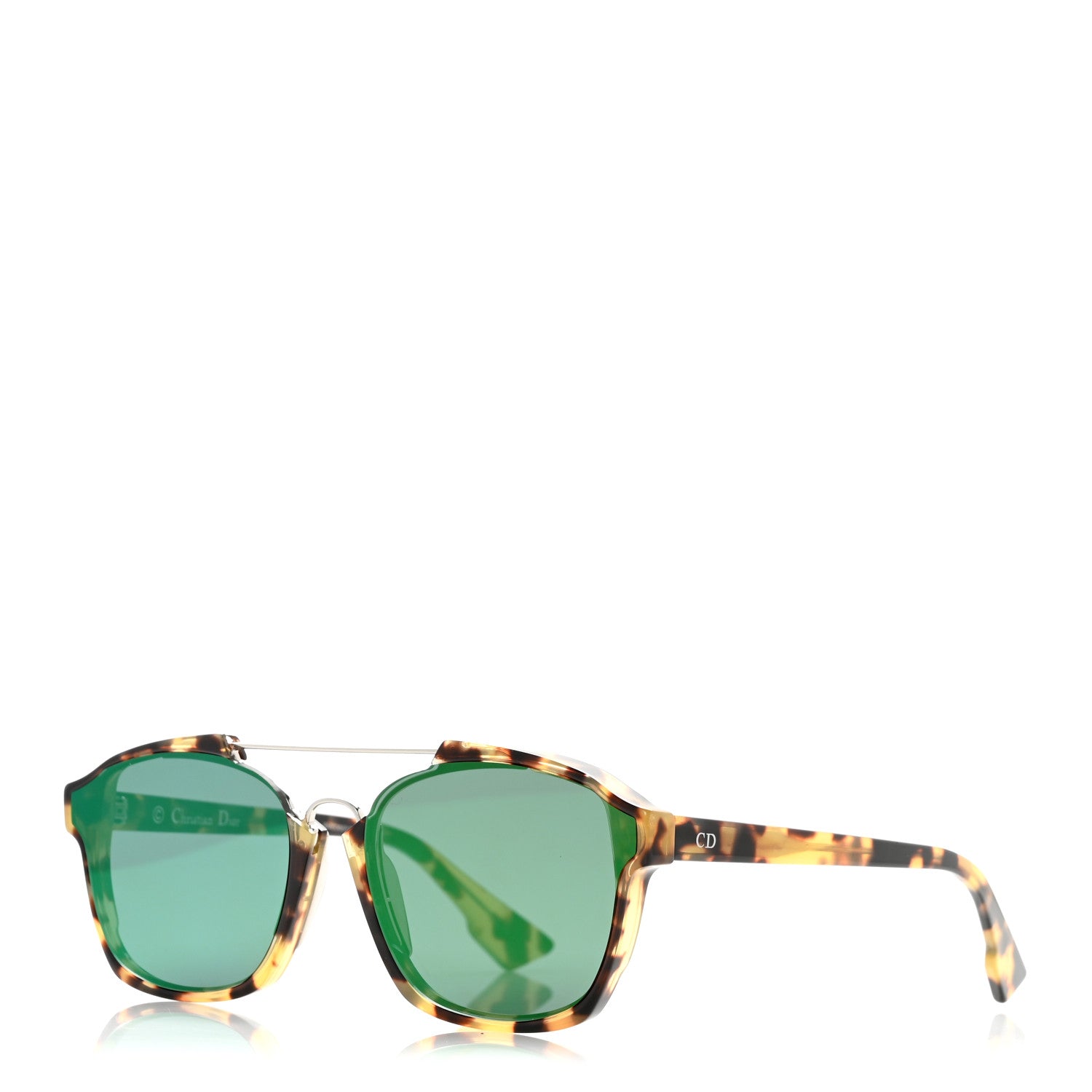 Christian Dior Abstract Square Mirrored Sunglasses Spotted Havana Green 1 of 9