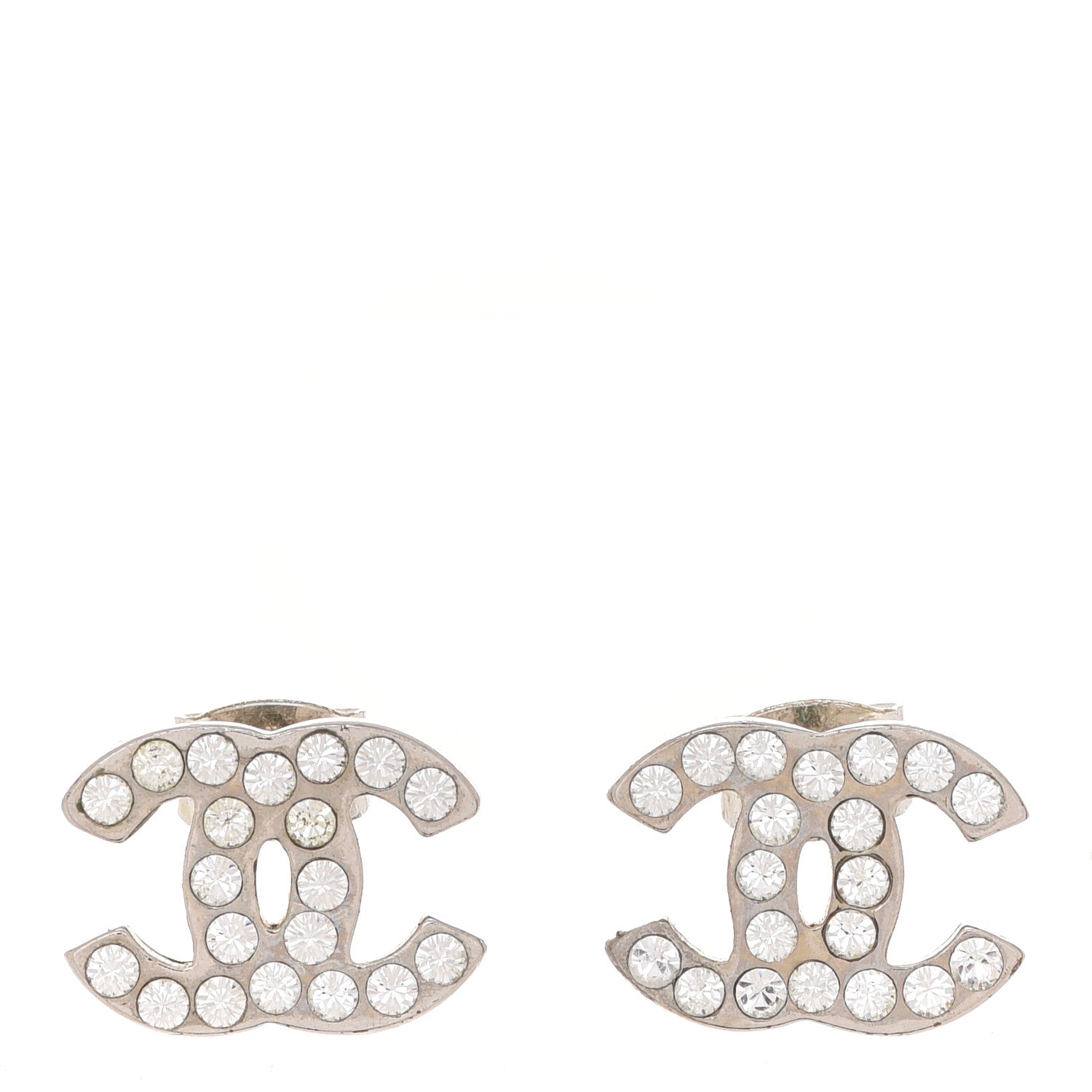 Chanel Crystal CC Earrings Silver 1 of 5