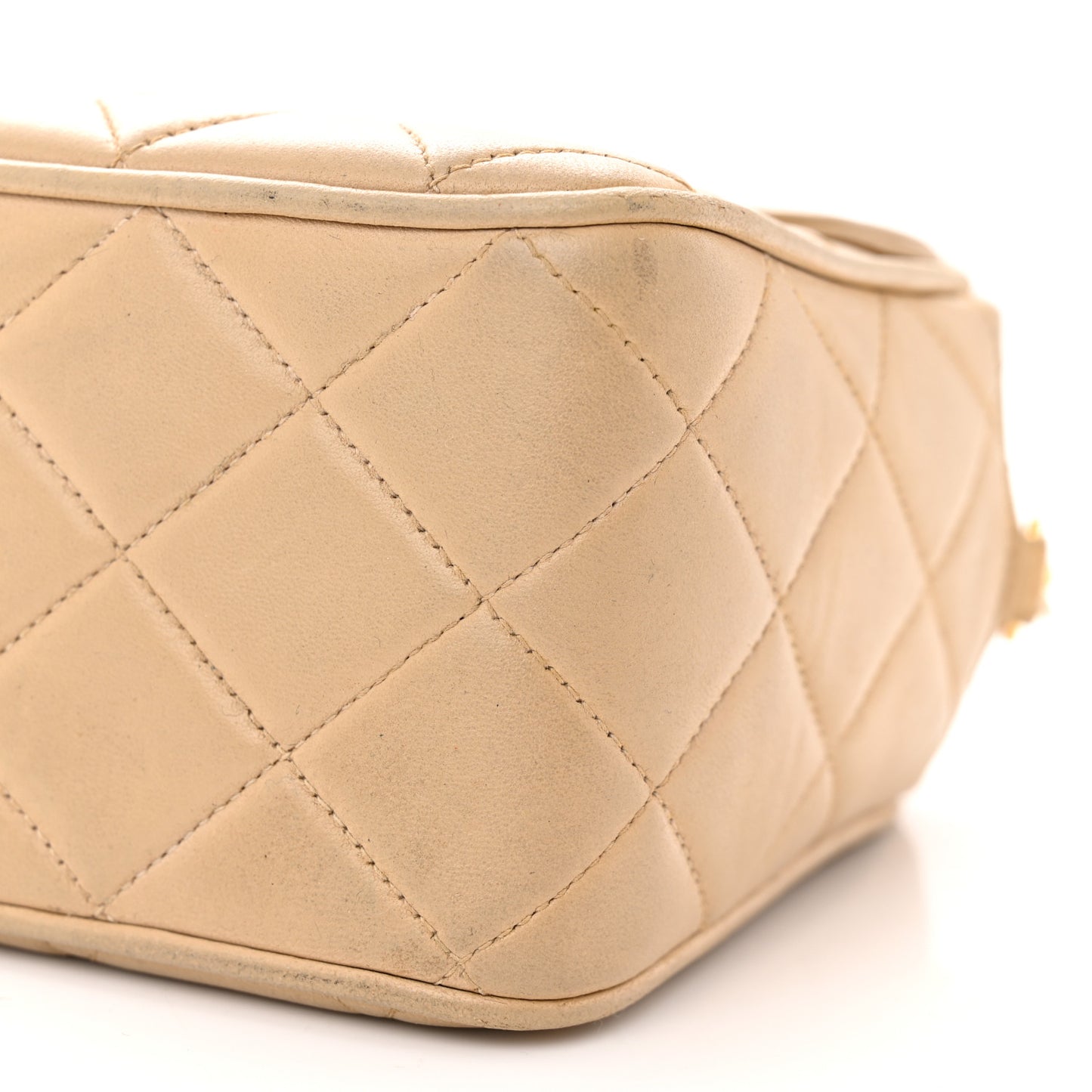 Lambskin Quilted Tassel Flap Camera Bag Light Beige