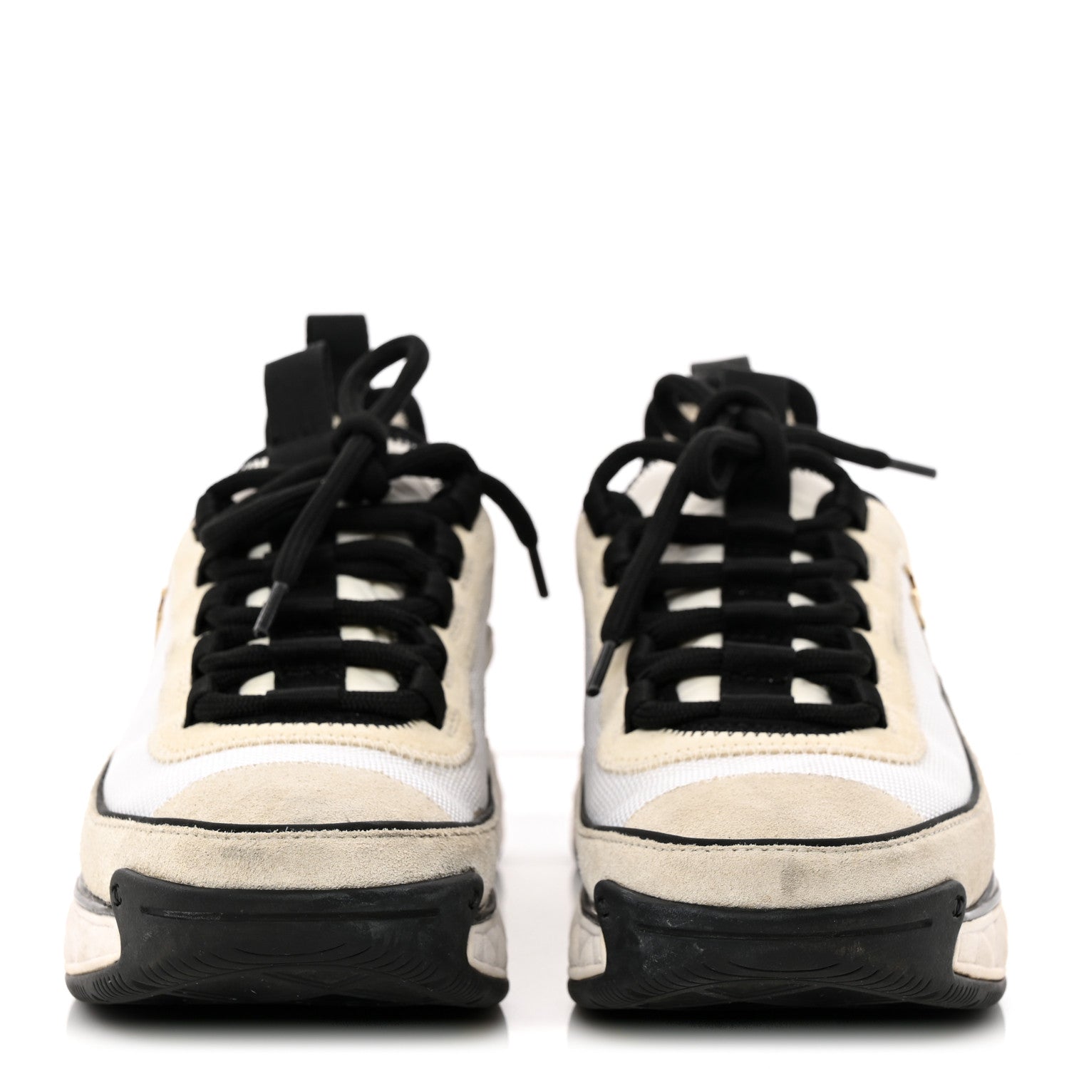 Chanel Velvet Calfskin Mixed Fibers CC Sneakers 36 Ivory Black 2 of 16