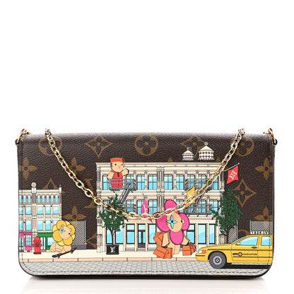 Louis Vuitton Monogram 2022 Christmas Animation New York Soho Pochette Felicie Chain Wallet Yellow 1 of 6