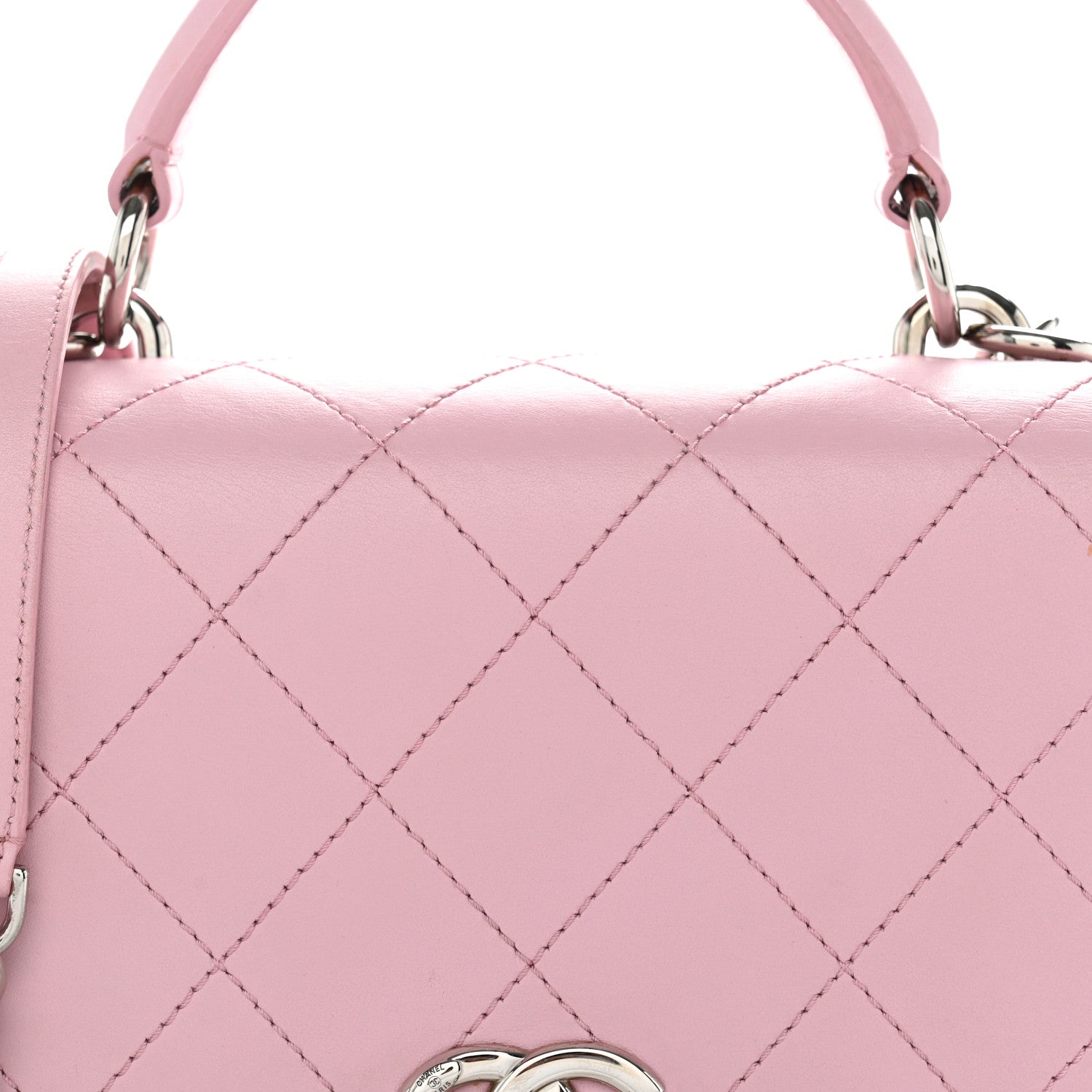 Chanel Calfskin Stitched Small Ring My Bag Flap Crossbody Pink 8 of 12