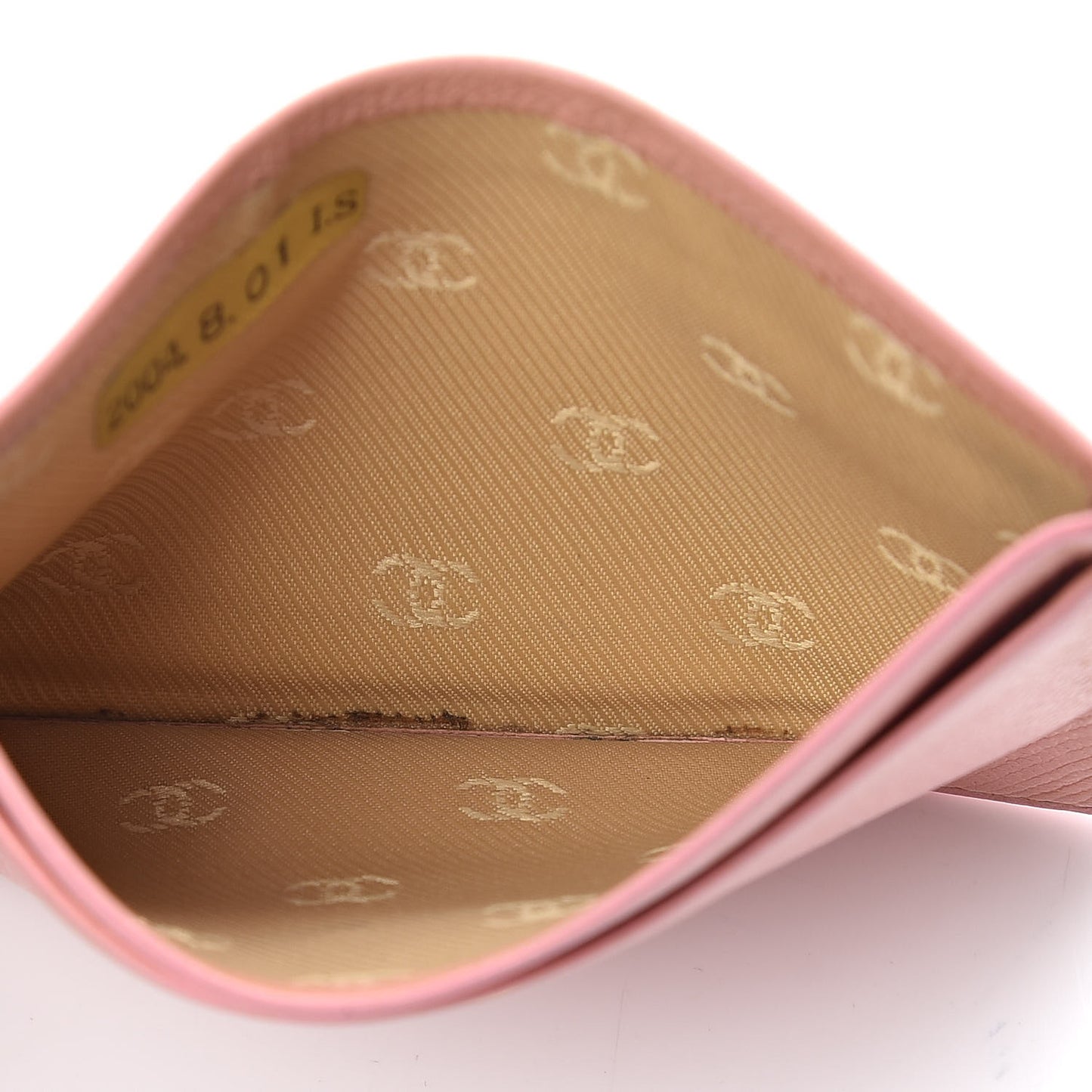 Calfskin CC Button Card Holder Case Pink