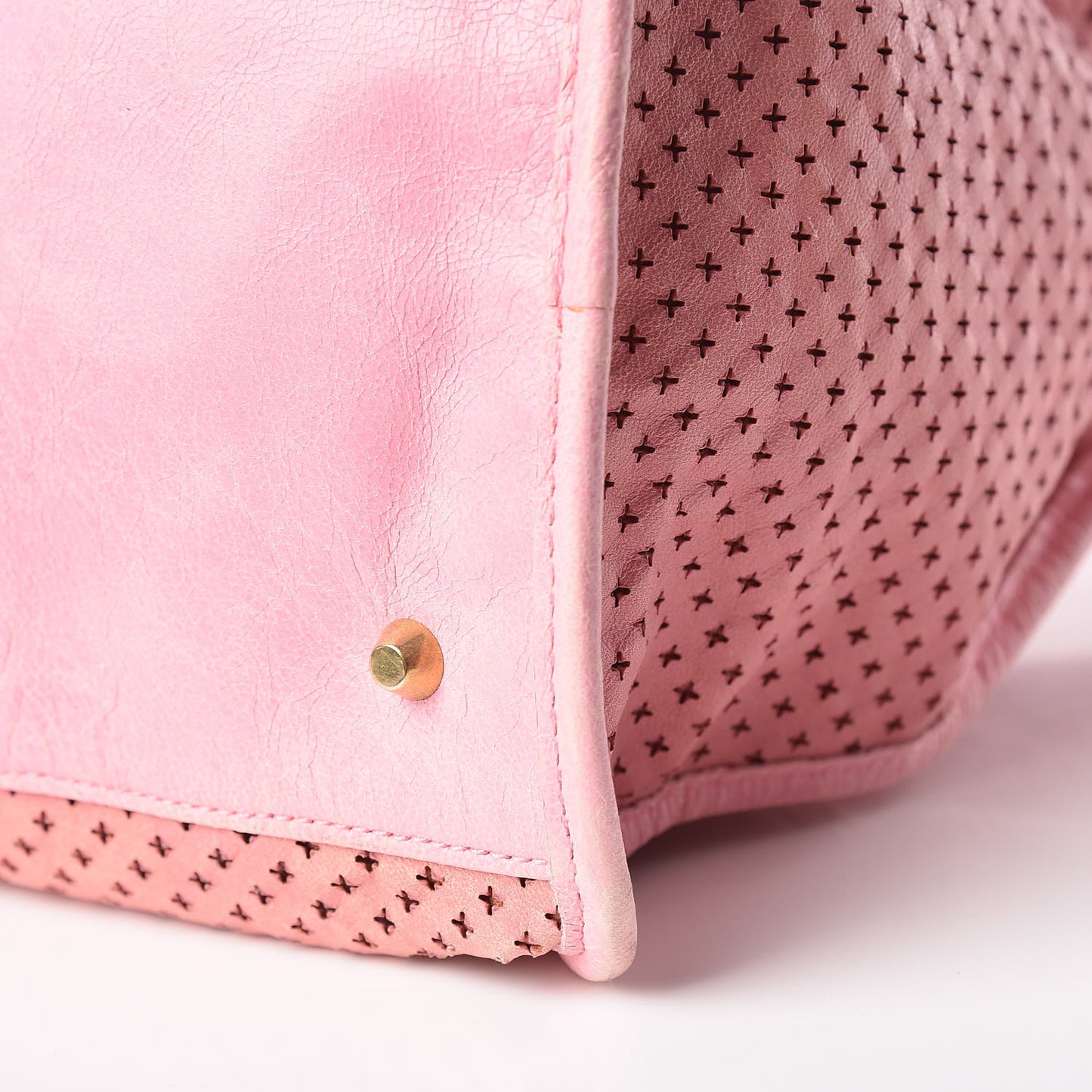Agneau Cross Perforated Classic Gold Hardware Work Rose