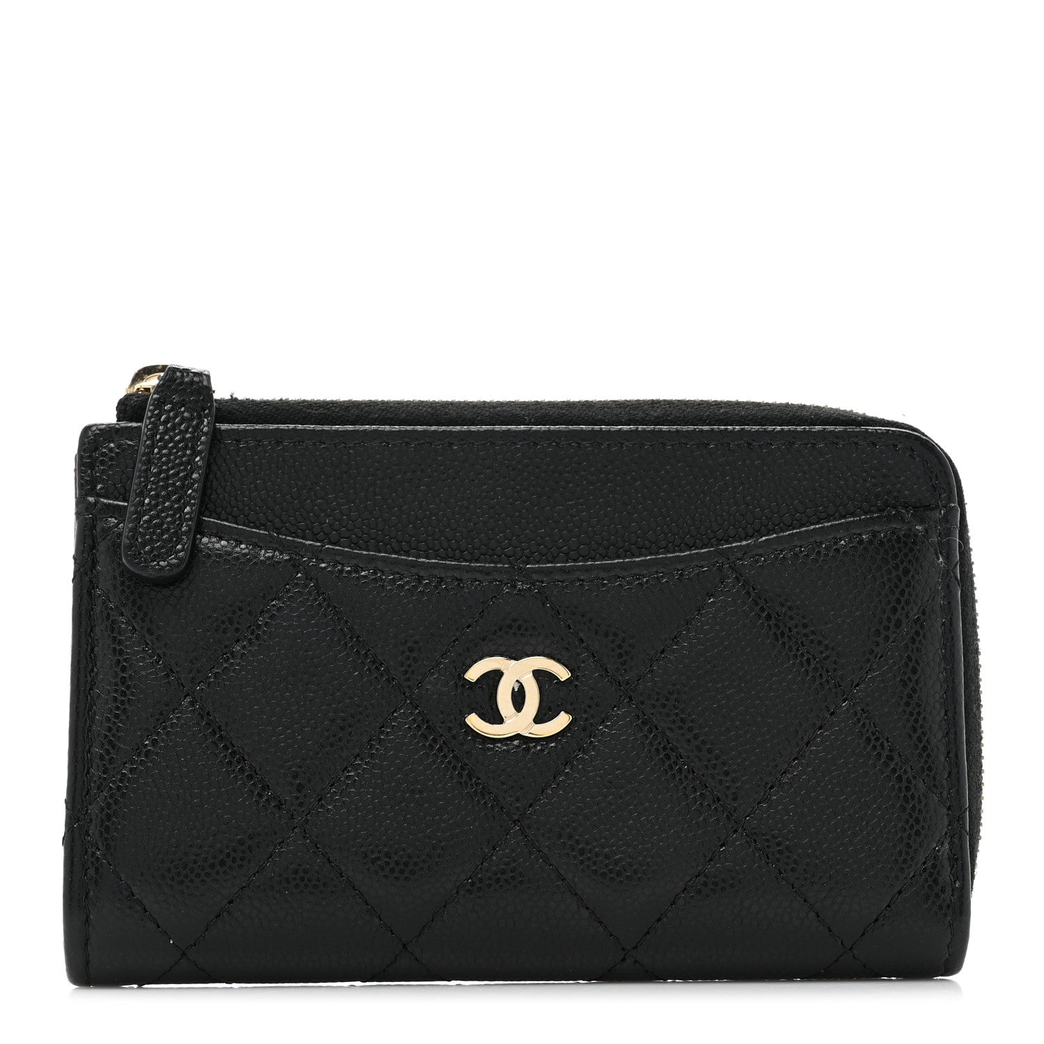 Chanel Caviar Quilted CC Zip Around Card Holder Black 1 of 11