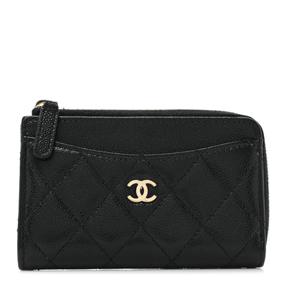 Chanel Caviar Quilted CC Zip Around Card Holder Black 1 of 11