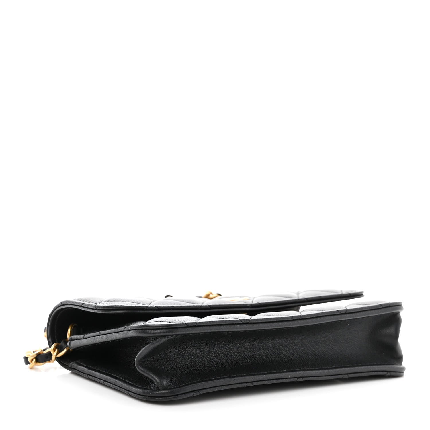 Chanel Lambskin Pearl Crush Quilted Flap Phone Holder With Chain Black 4 of 12