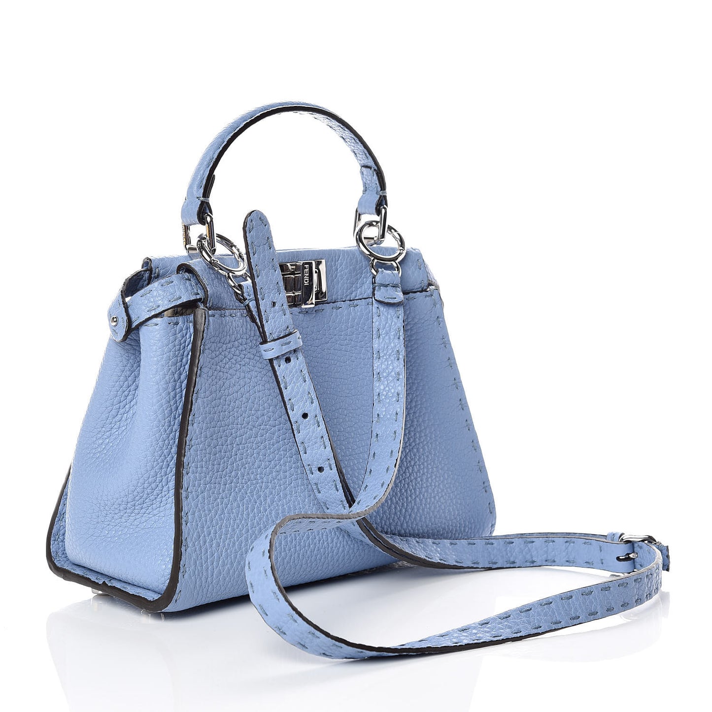 Cuoio Roma Selleria Chamois Bi-Color Mini Peekaboo Iconic Satchel Sky Blue Latte