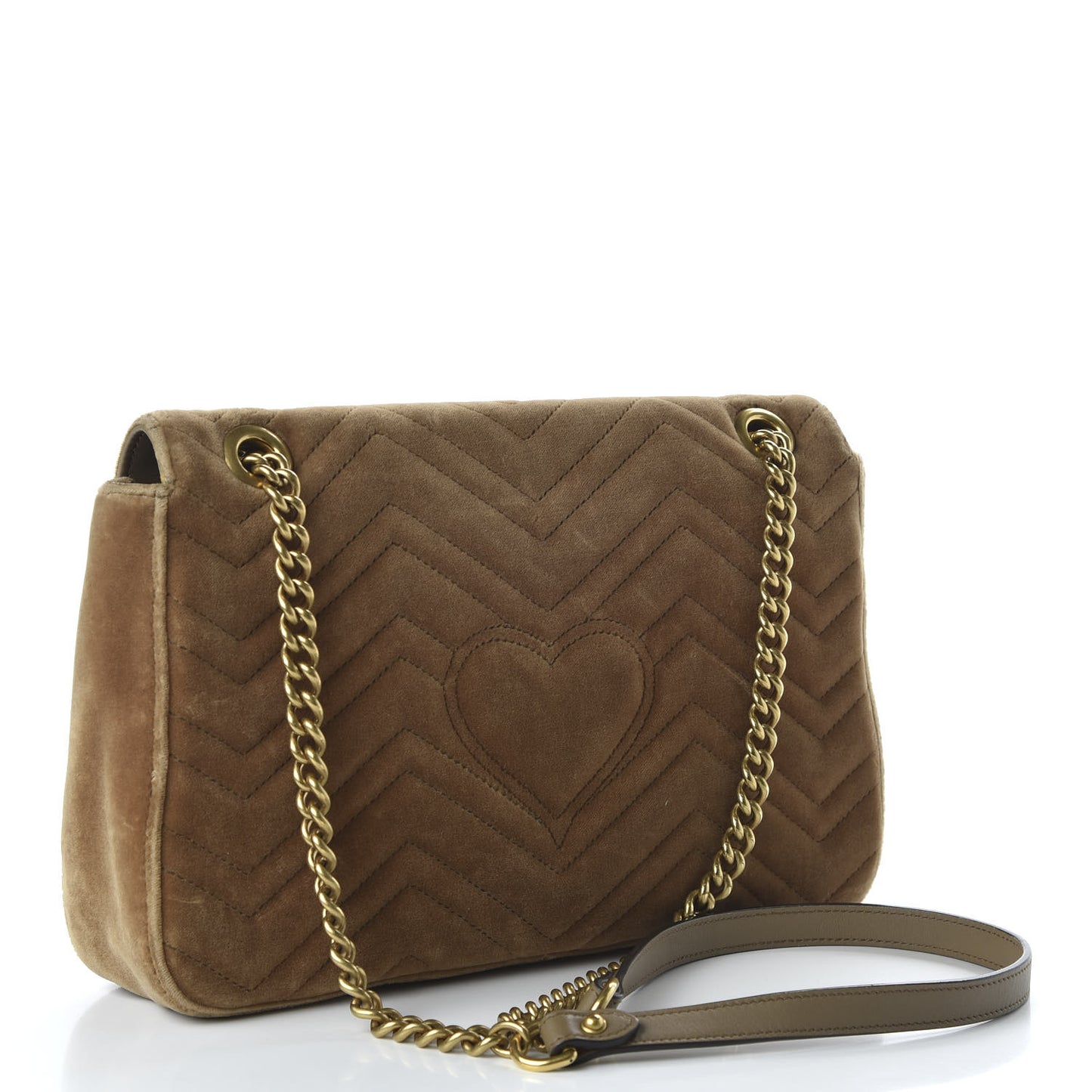 Velvet Matelasse Medium GG Marmont Shoulder Bag Taupe