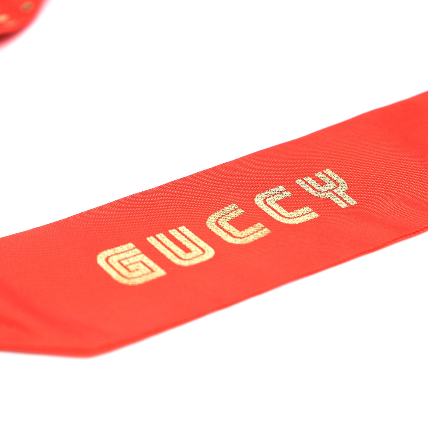 X SEGA Silk Twill GUCCY Stars Print Neck Bow Scarf Flame Red Gold