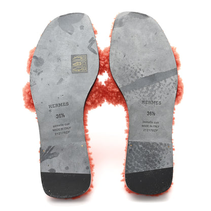 Hermes Woolskin Oran Sandals 36.5 Orange 6 of 8