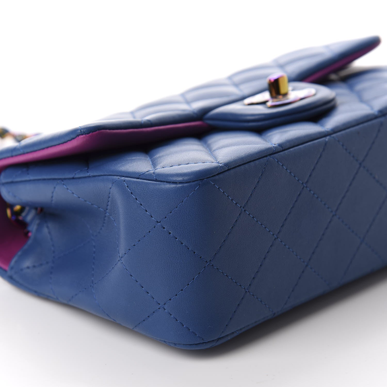 Chanel Lambskin Quilted Mini Rectangular Flap Blue Purple 6 of 11
