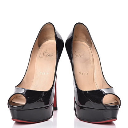 Christian Louboutin Patent Lady Peep 150 Pumps 37.5 Black 6 of 17