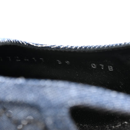 Gucci Denim GG Monogram Malaga Kid Crystal Square G 35mm Slingback Pumps 39 Blue 8 of 10