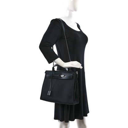 Hermes Military Toile Vache Hunter Herbag Zip PM 31 Black 2 of 11