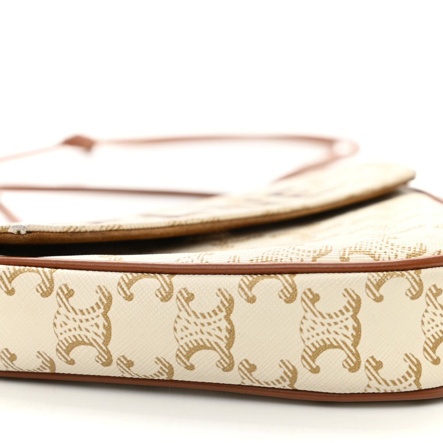 Triomphe Canvas Triangle Crossbody Bag White Tan