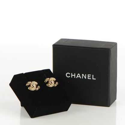Chanel Crystal CC Earrings Gold 5 of 5