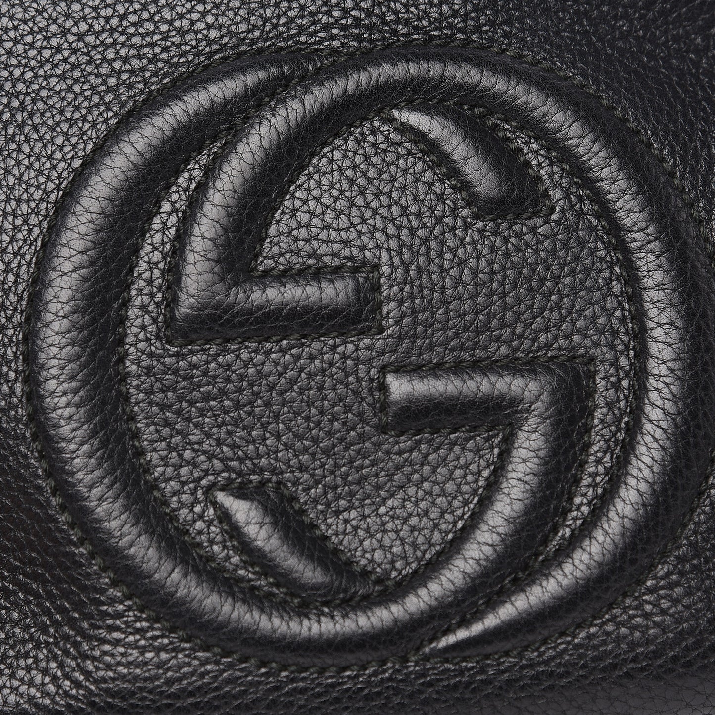 Pebbled Calfskin Small Soho Disco Bag Black
