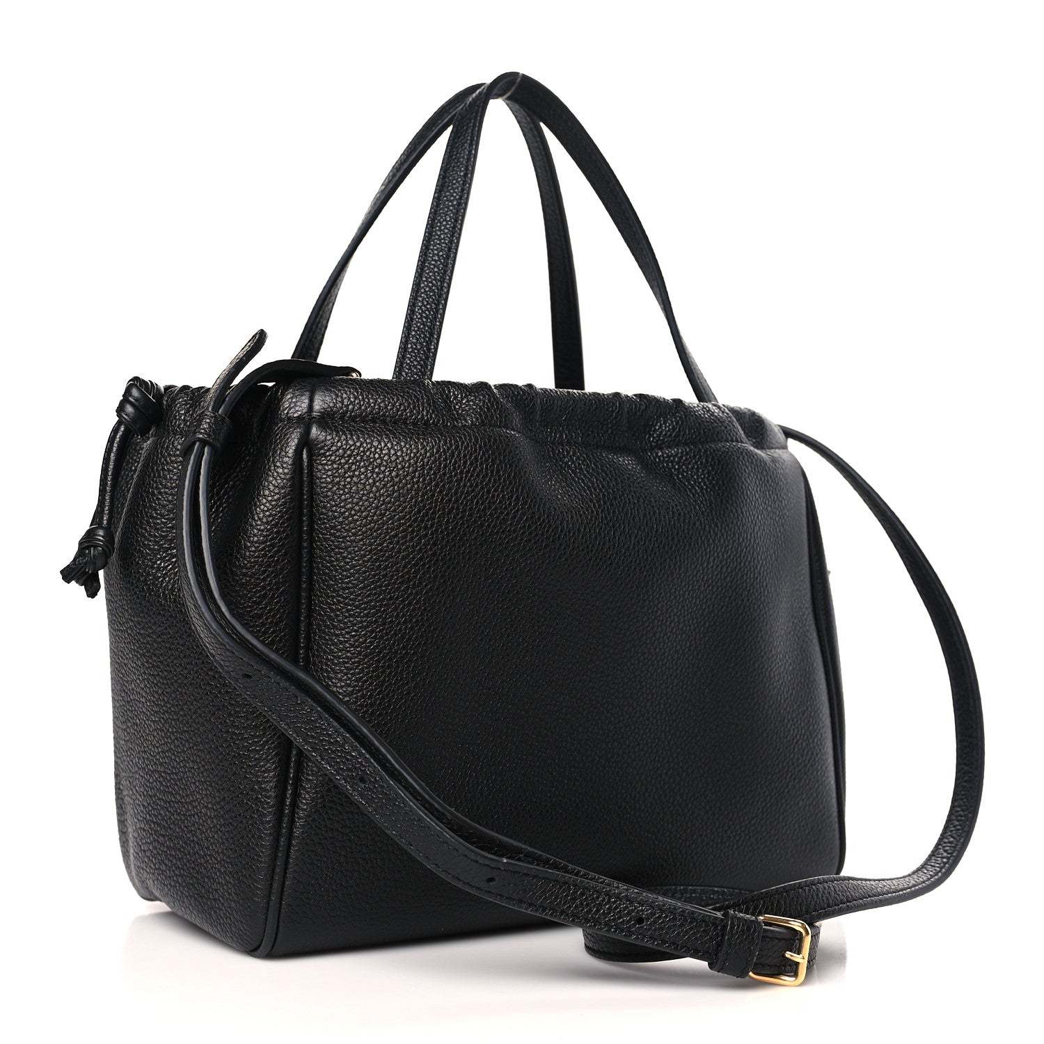 Celine Calfskin Cuir Small Triomphe Cabas Drawstring Black 2 of 7