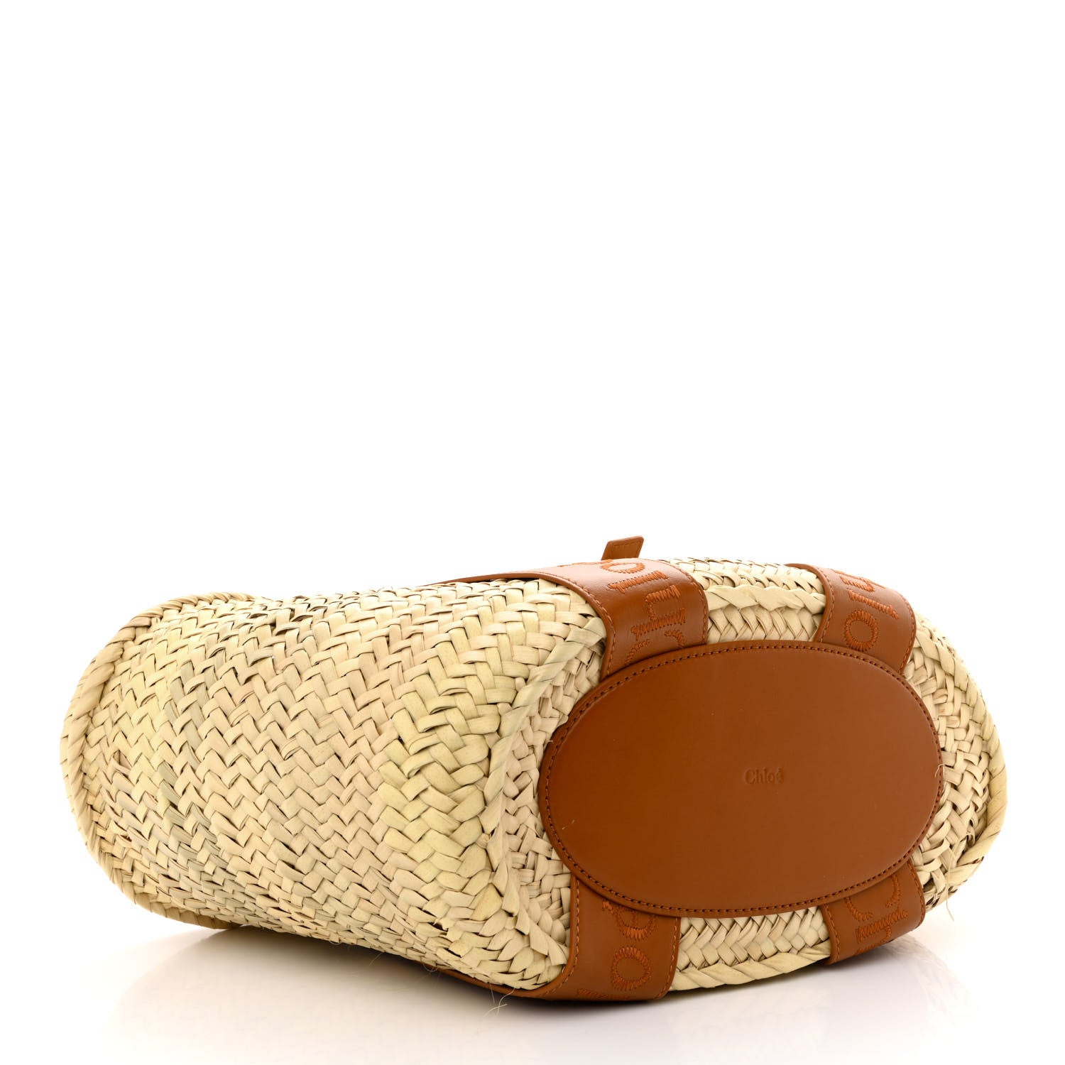 Chloe Raffia Smooth Calfskin Medium Sense Basket Caramel 4 of 9