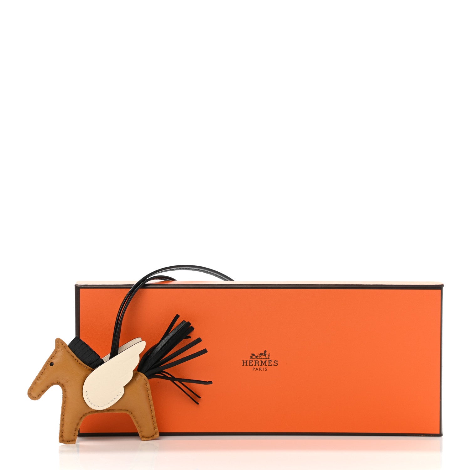 Hermes Milo Lambskin Grigri Rodeo Pegase Horse Bag Charm PM Sesame Black Nata 5 of 5