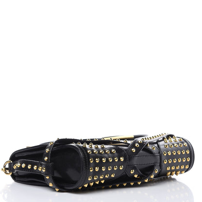 Burberry Polished Bridle Calfskin Studded Small Abbott Crossbody Bag Black 4 of 13