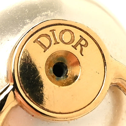 Christian Dior Pearl Crystal Tribal Logo Charms Earrings Gold 4 of 5