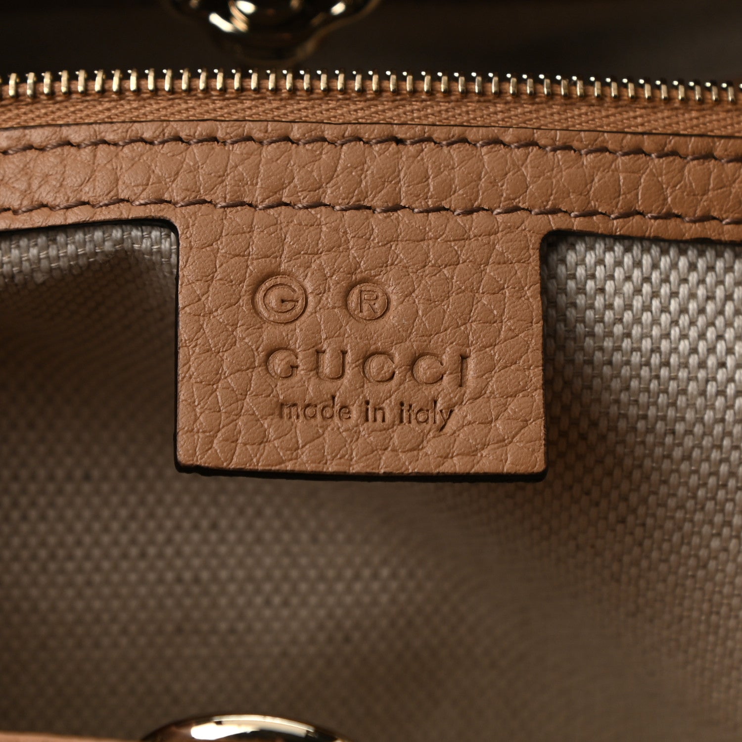 Gucci Pebbled Calfskin Medium Soho Chain Shoulder Bag Camelia 6 of 10