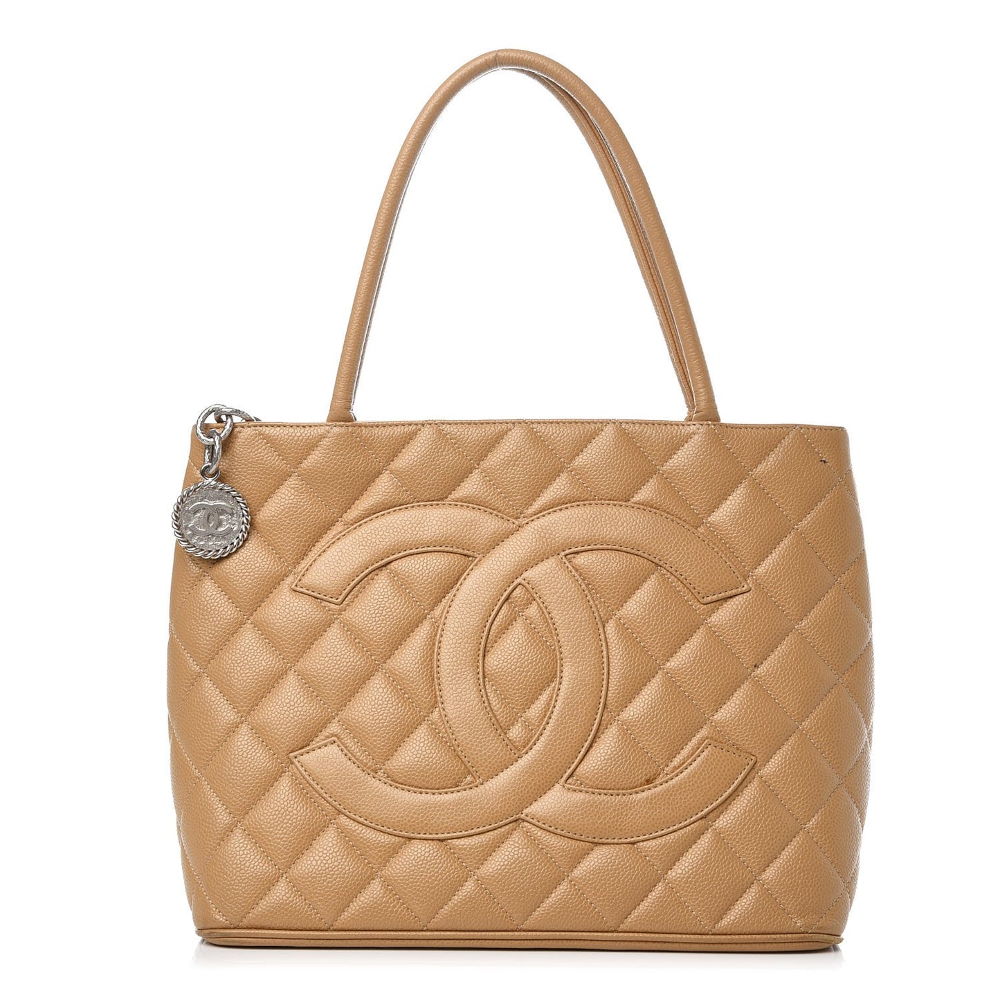 Caviar Quilted Medallion Tote Beige