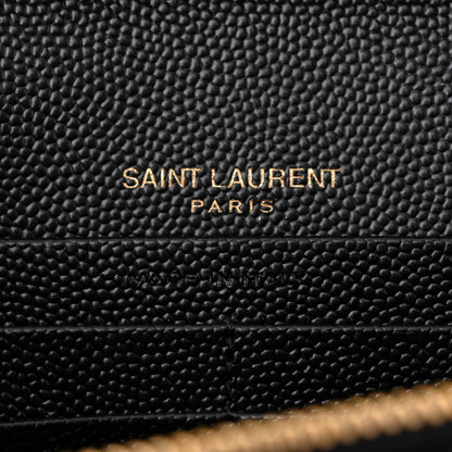 Saint Laurent Grain De Poudre Matelasse Chevron Monogram Chain Wallet Black 6 of 10