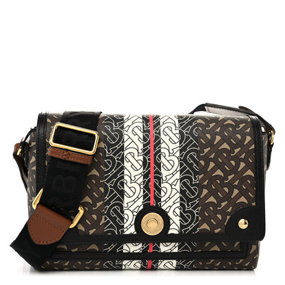 Burberry E-Canvas Monogram Stripe Note Crossbody Bag Bridle Brown 1 of 10
