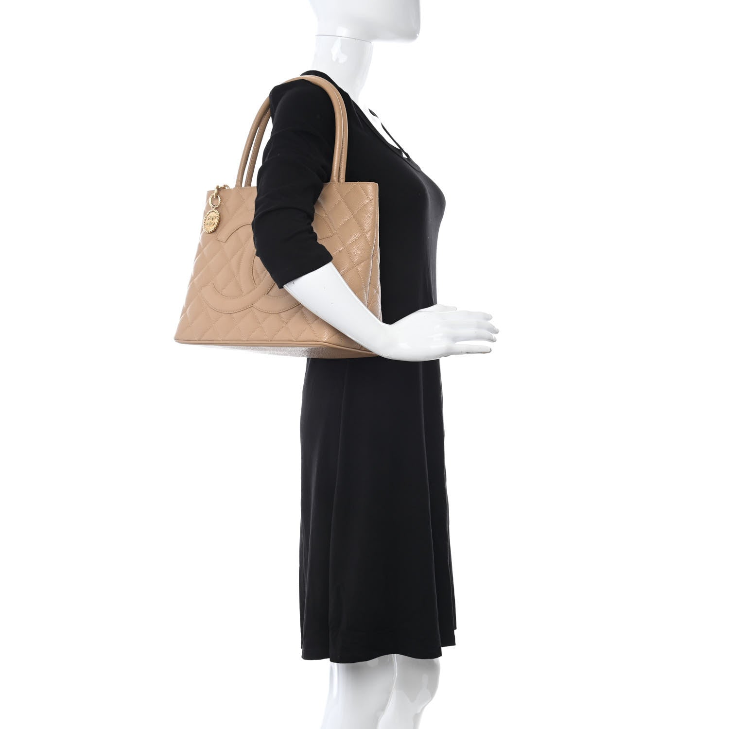 Chanel Caviar Quilted Medallion Tote Beige 2 of 13